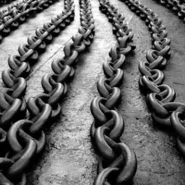 Stud link chain, bitumen execution